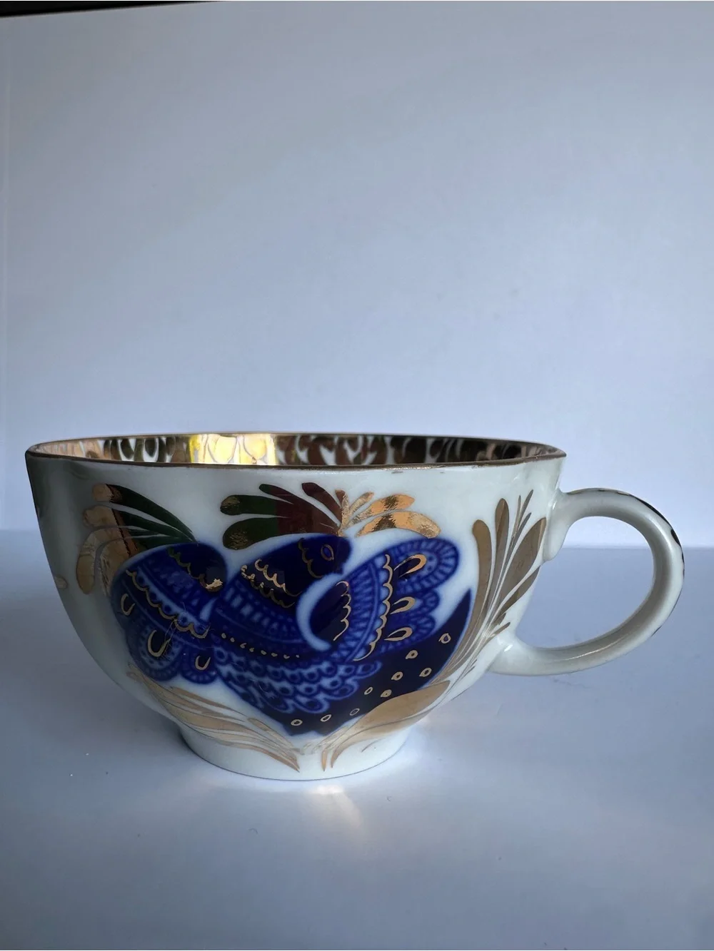 Lomonosov Golden Garden Porcelain Cup and Saucer gold/cobalt